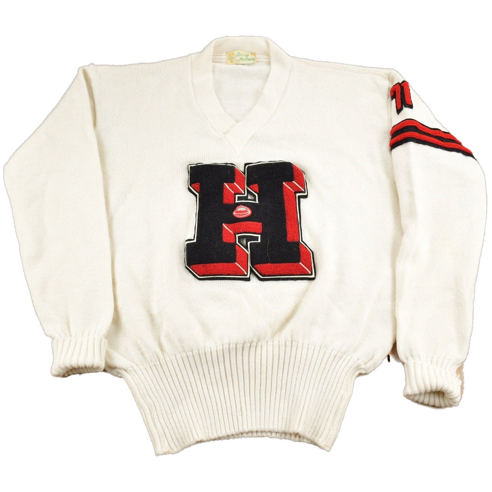 Vintage 1971 100% Wool Collegiate Varsity Style Knit Sweater Athletic True Vintage Men's Large from propervintagecanada