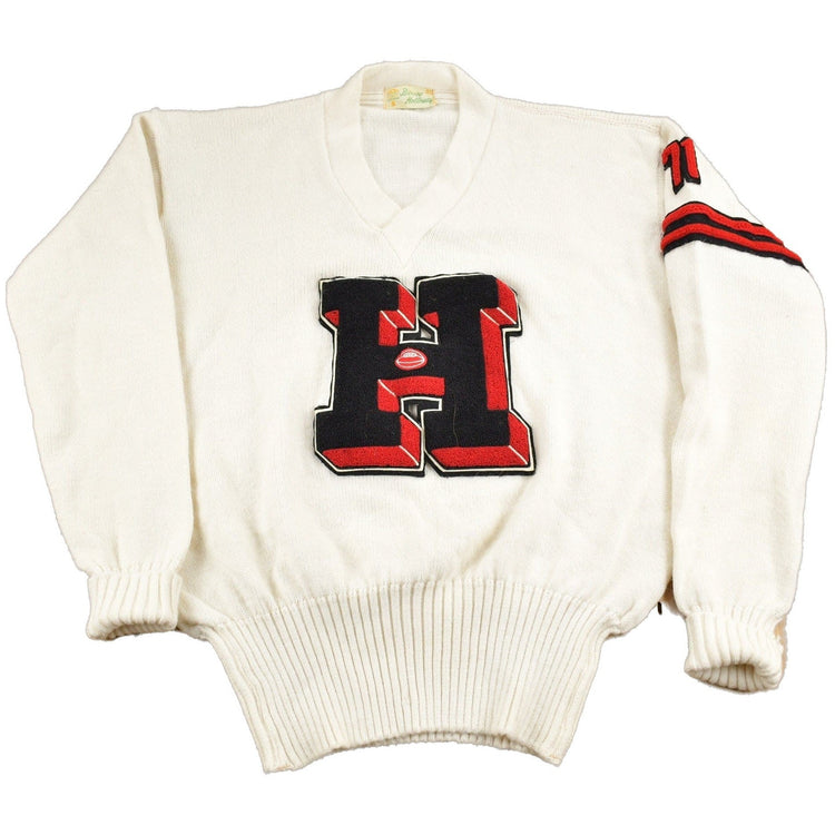 Vintage 1971 100% Wool Collegiate Varsity Style Knit Sweater Athletic True Vintage Men's Large from propervintagecanada