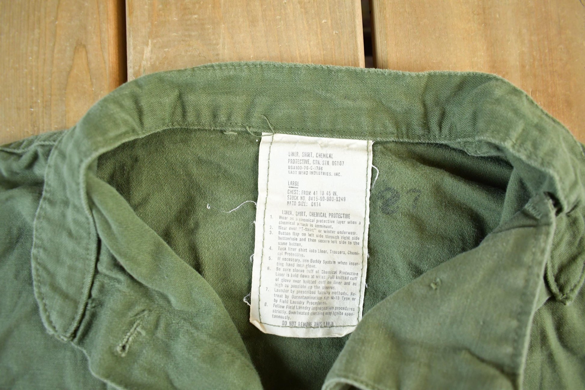 Vintage 1976 Army OG-107 Military Sateen Shirt Men's Large from propervintagecanada
