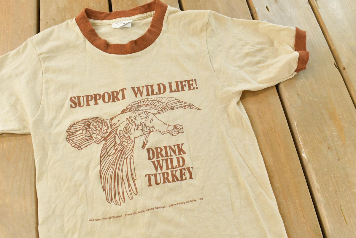 Vintage 1976 Wild Turkey Bourbon Ringer T-Shirt Men's XS from propervintagecanada