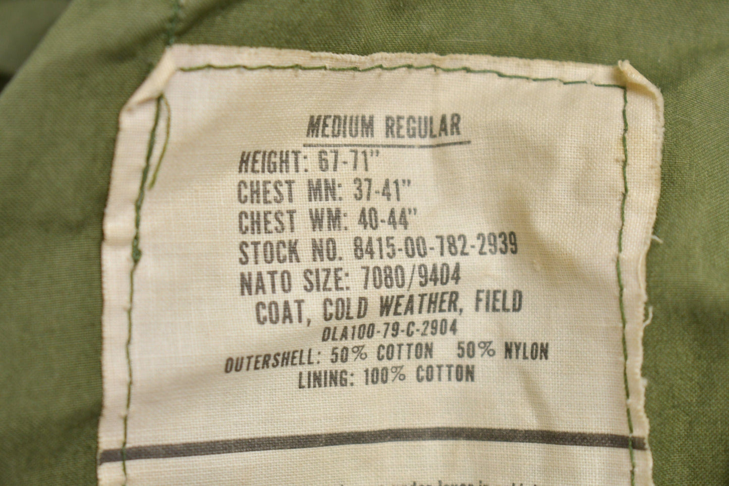 Vintage 1979 Army Military Field Jacket Men's M from propervintagecanada