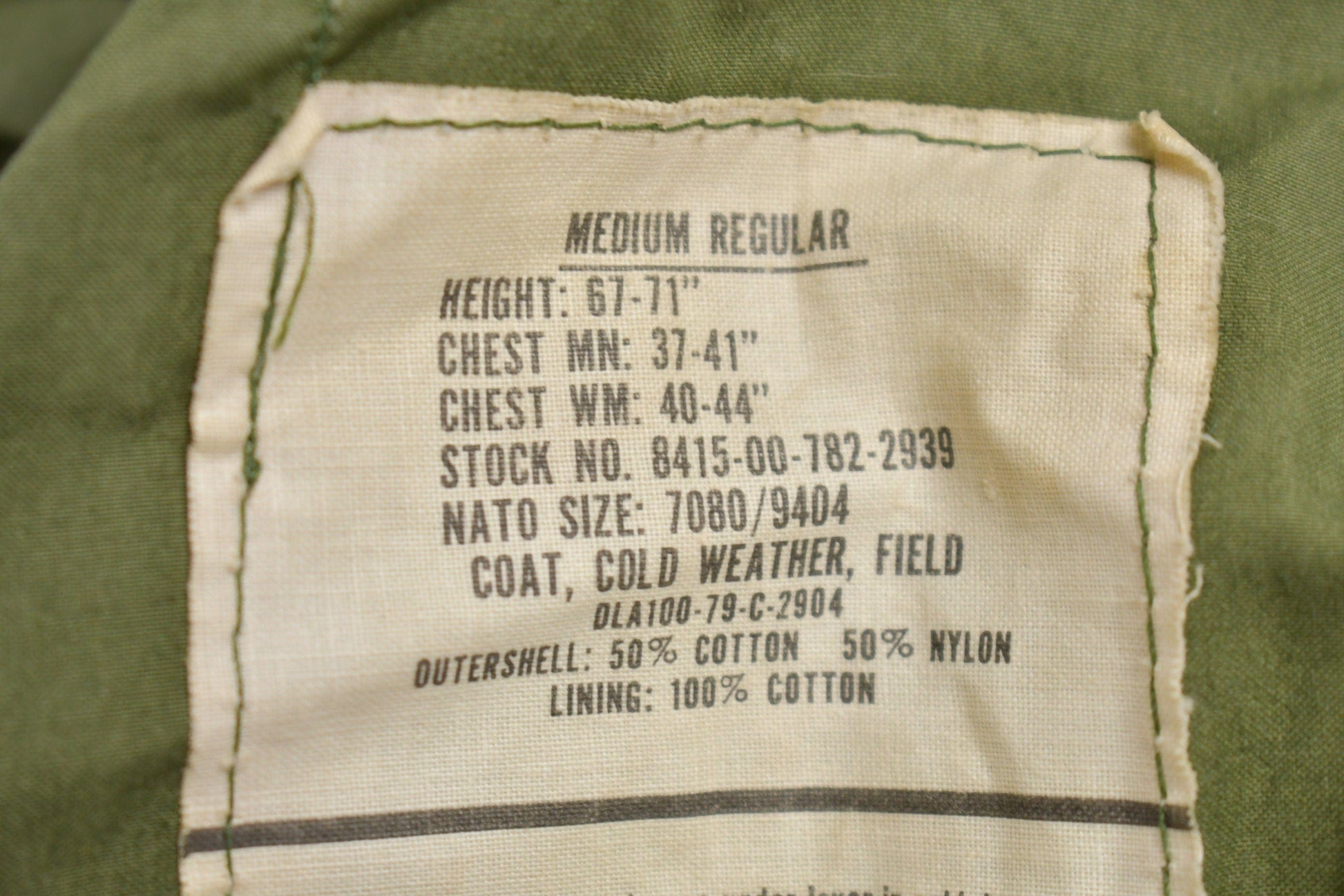 Vintage 1979 Army Military Field Jacket Men's M from propervintagecanada