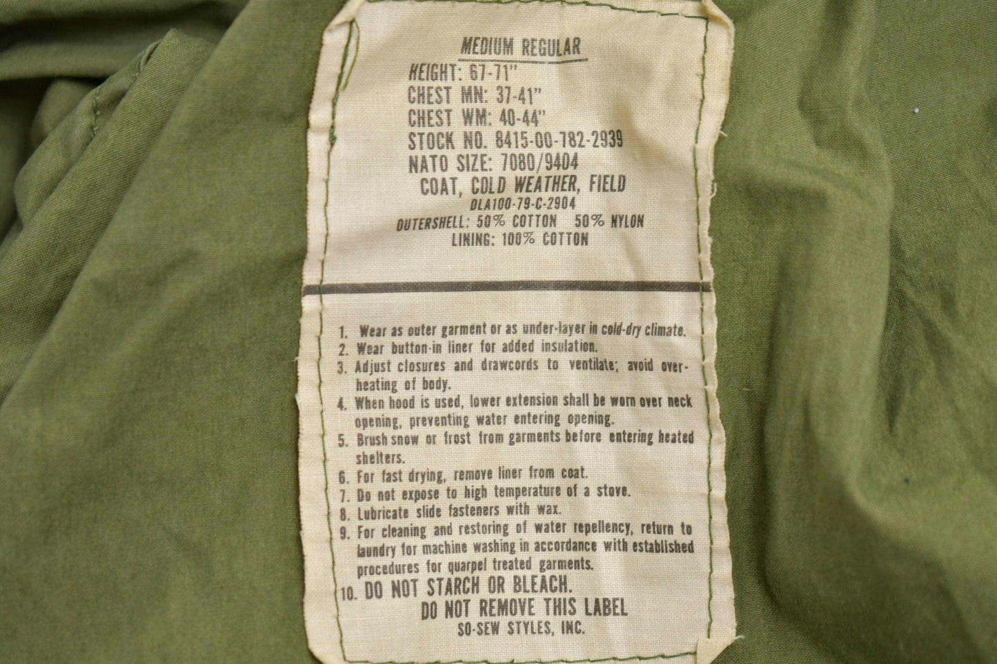 Vintage 1979 Army Military Field Jacket Men's M from propervintagecanada