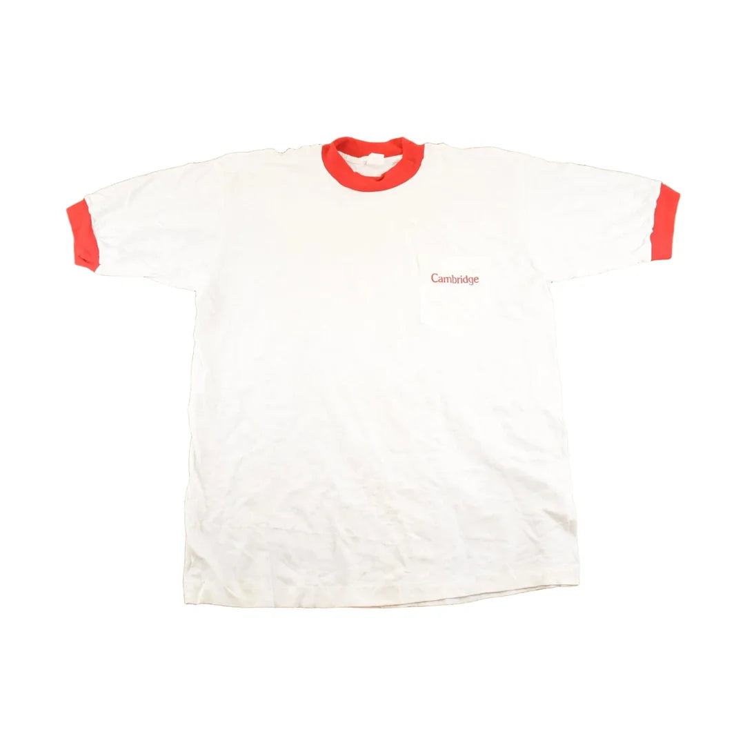 Vintage 1980's Cambridge Souvenir Ringer T-Shirt Mens XL from propervintagecanada