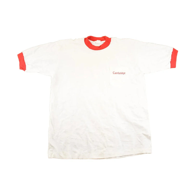 Vintage 1980's Cambridge Souvenir Ringer T-Shirt Mens XL from propervintagecanada