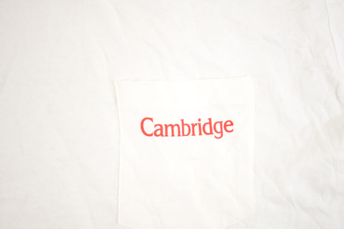 Vintage 1980's Cambridge Souvenir Ringer T-Shirt Mens XL from propervintagecanada