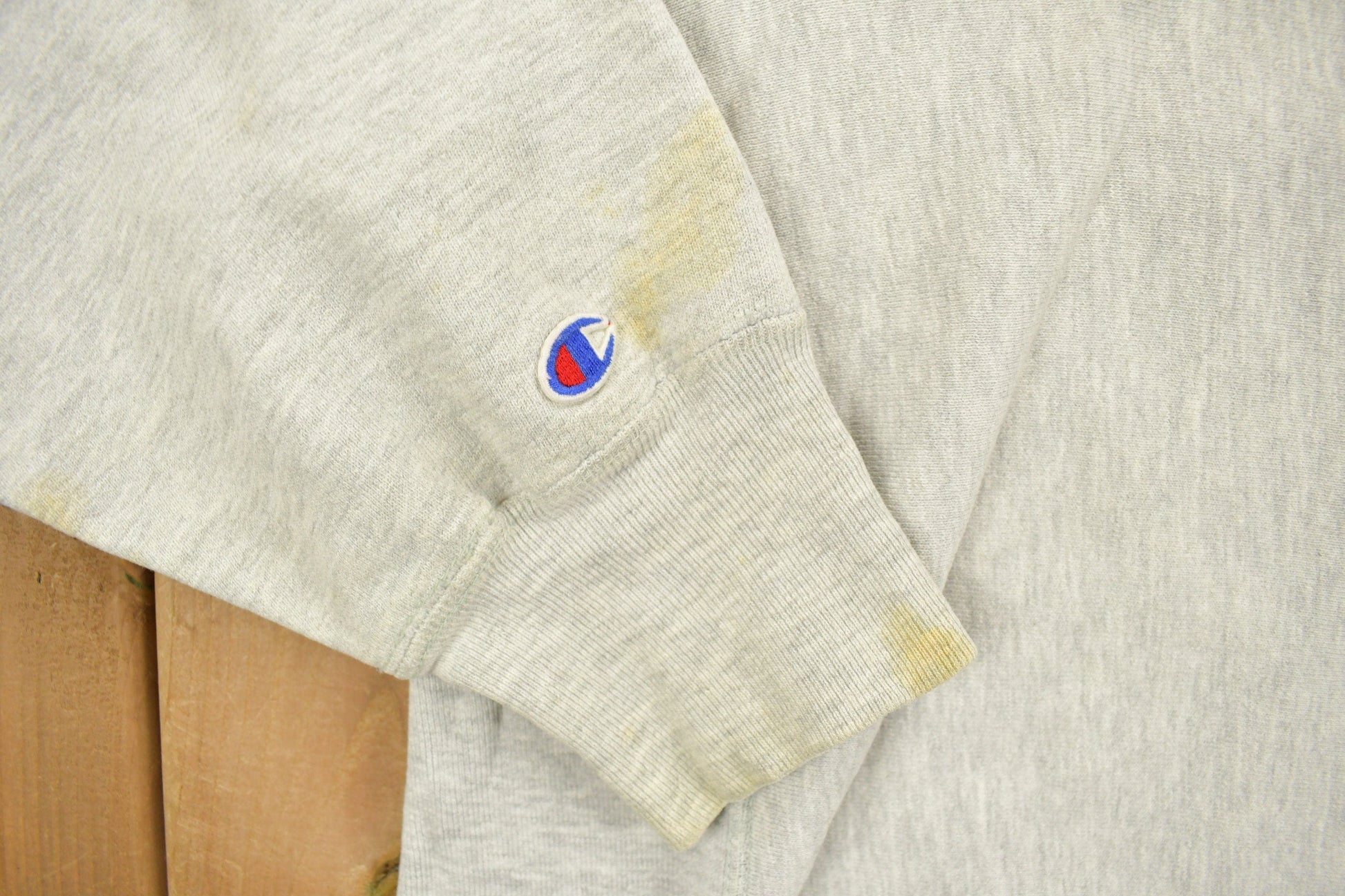 Vintage 1980's Champion Reverse Weave Warm-up Collegiate Crewneck University of Niagara Heavily Distressed Men's 2XL from propervintagecanada