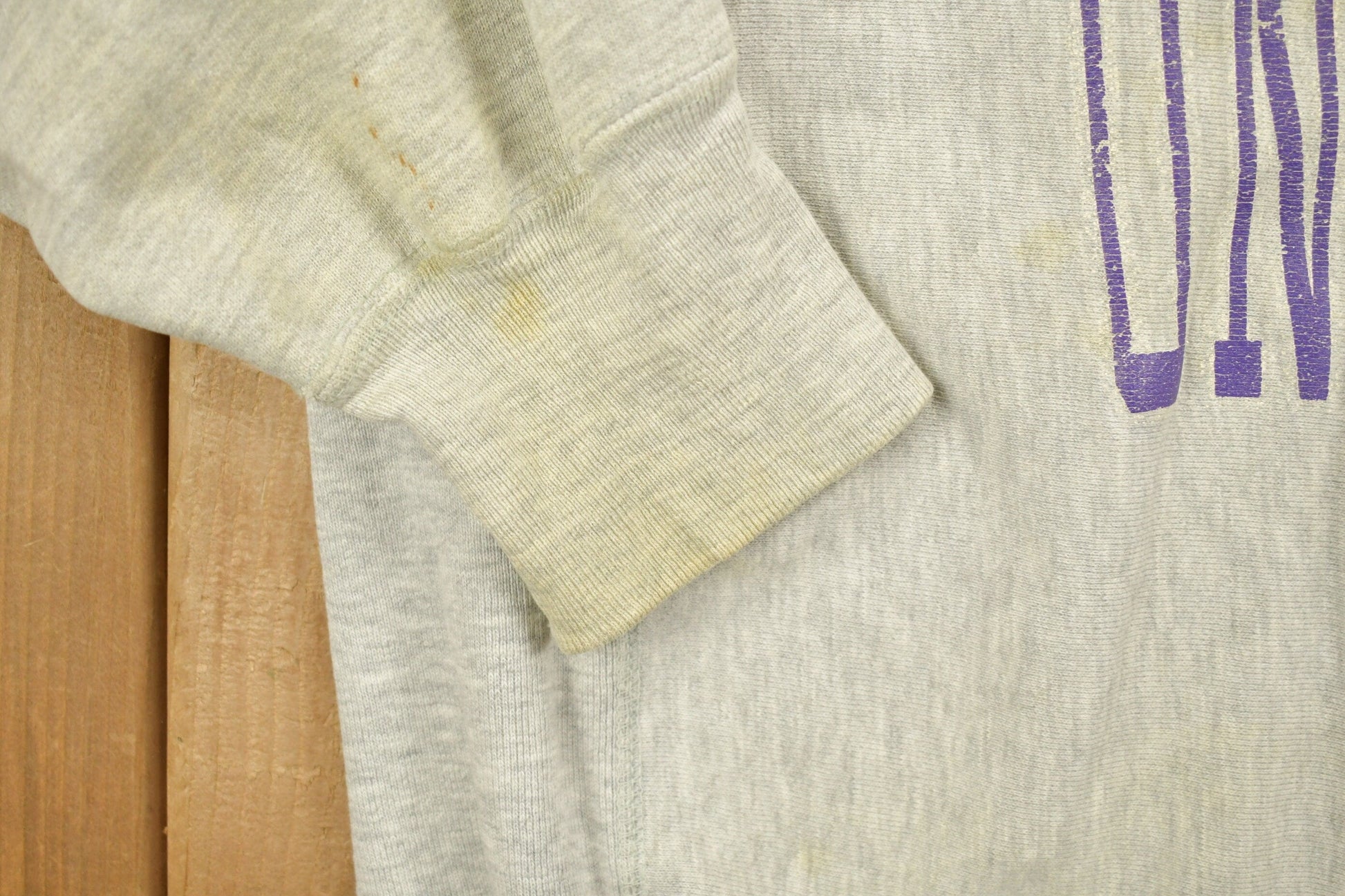 Vintage 1980's Champion Reverse Weave Warm-up Collegiate Crewneck University of Niagara Heavily Distressed Men's 2XL from propervintagecanada