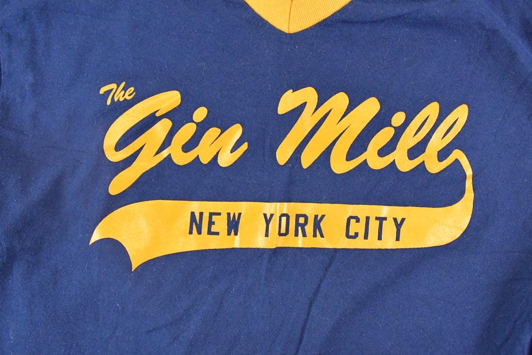 Vintage 1980's Gin Mill New York City Baseball Jersey Travel T-Shirt Men's M from propervintagecanada