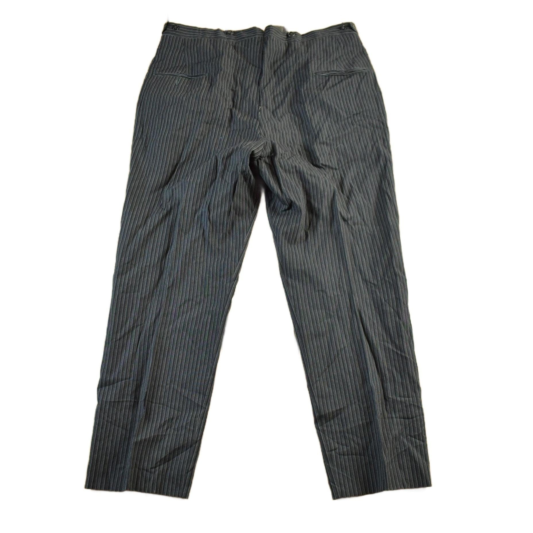 Vintage 1980's Grey Pinstripe Wool Trousers Men's XL 38 x 28 from propervintagecanada