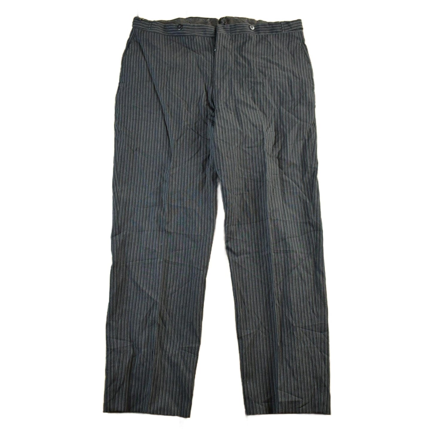 Vintage 1980's Grey Pinstripe Wool Trousers Men's XL 38 x 28 from propervintagecanada