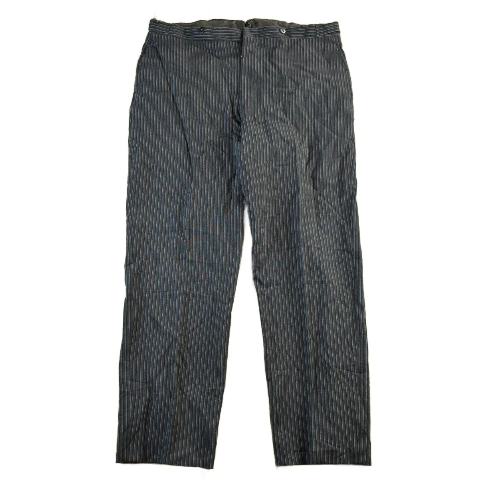 Vintage 1980's Grey Pinstripe Wool Trousers Men's XL 38 x 28 from propervintagecanada