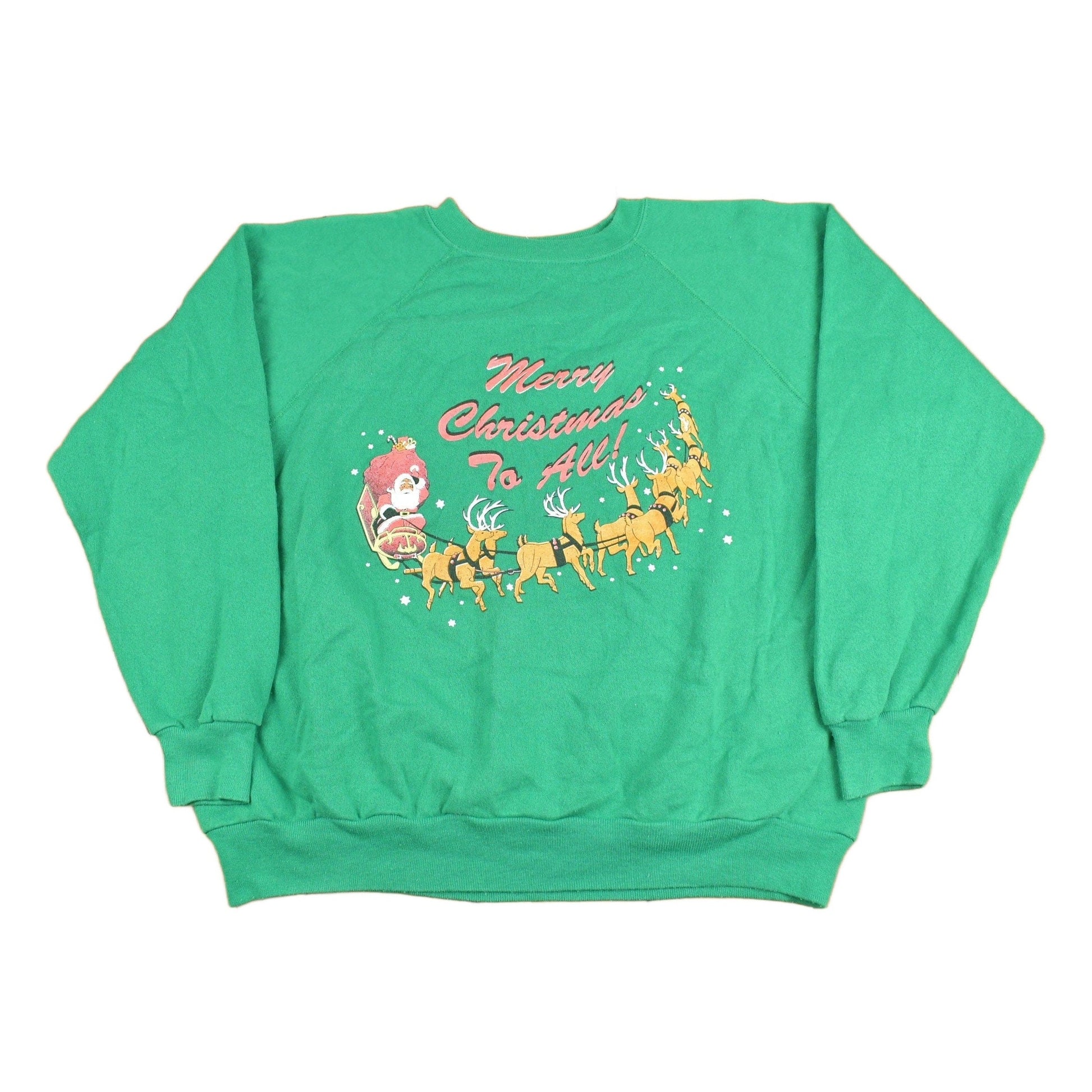 Vintage 1980's Merry Christmas To All Crewneck Sweater Men's Medium from propervintagecanada