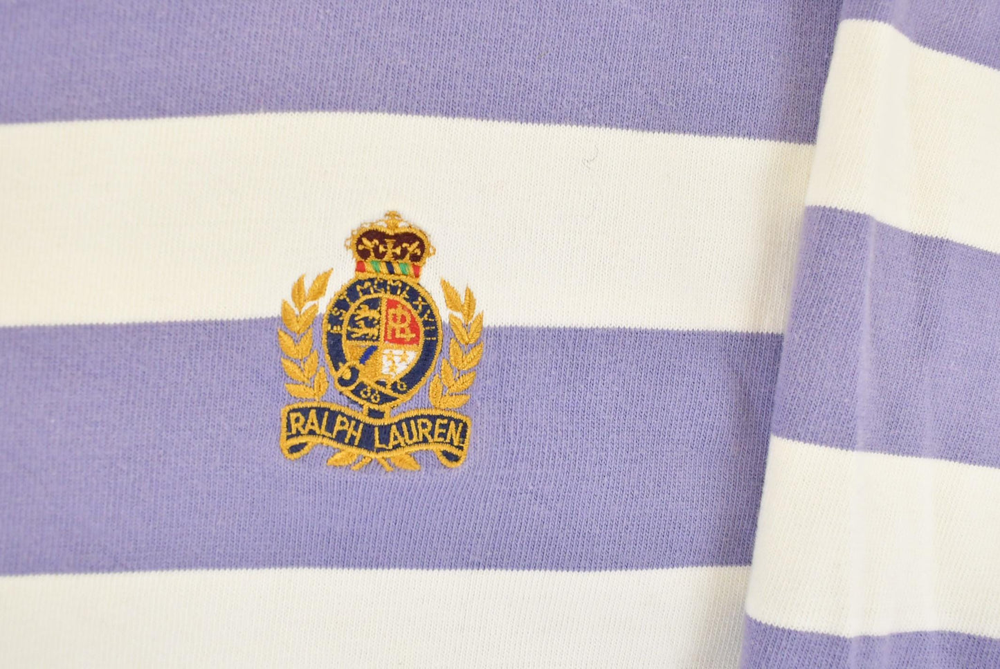 Vintage 1980's Polo Ralph Lauren Striped Crown Crest Crewneck Sweatshirt Men's Medium from propervintagecanada