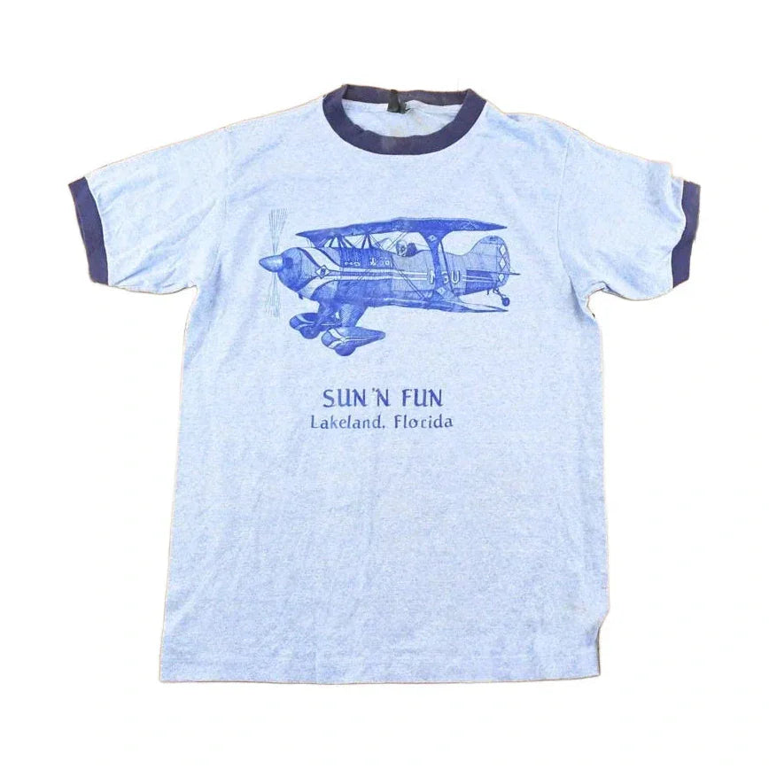 Vintage 1980's Sun N Fun Lakeland Florida Airplane Souvenir T-Shirt Men's M from propervintagecanada