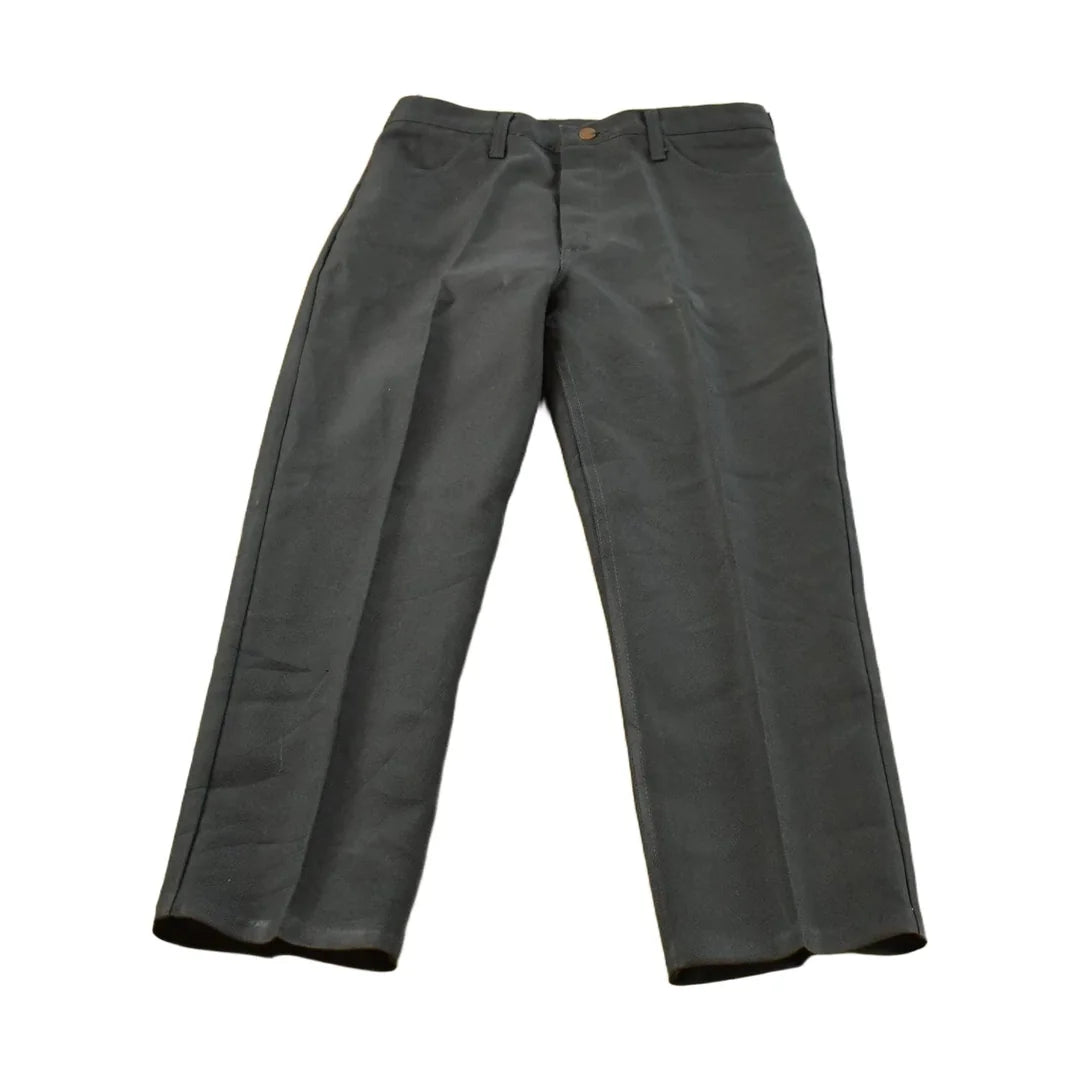 Vintage 1980's Wrangler Black Polyester Trouser Pants Men's 32 x 25 from propervintagecanada