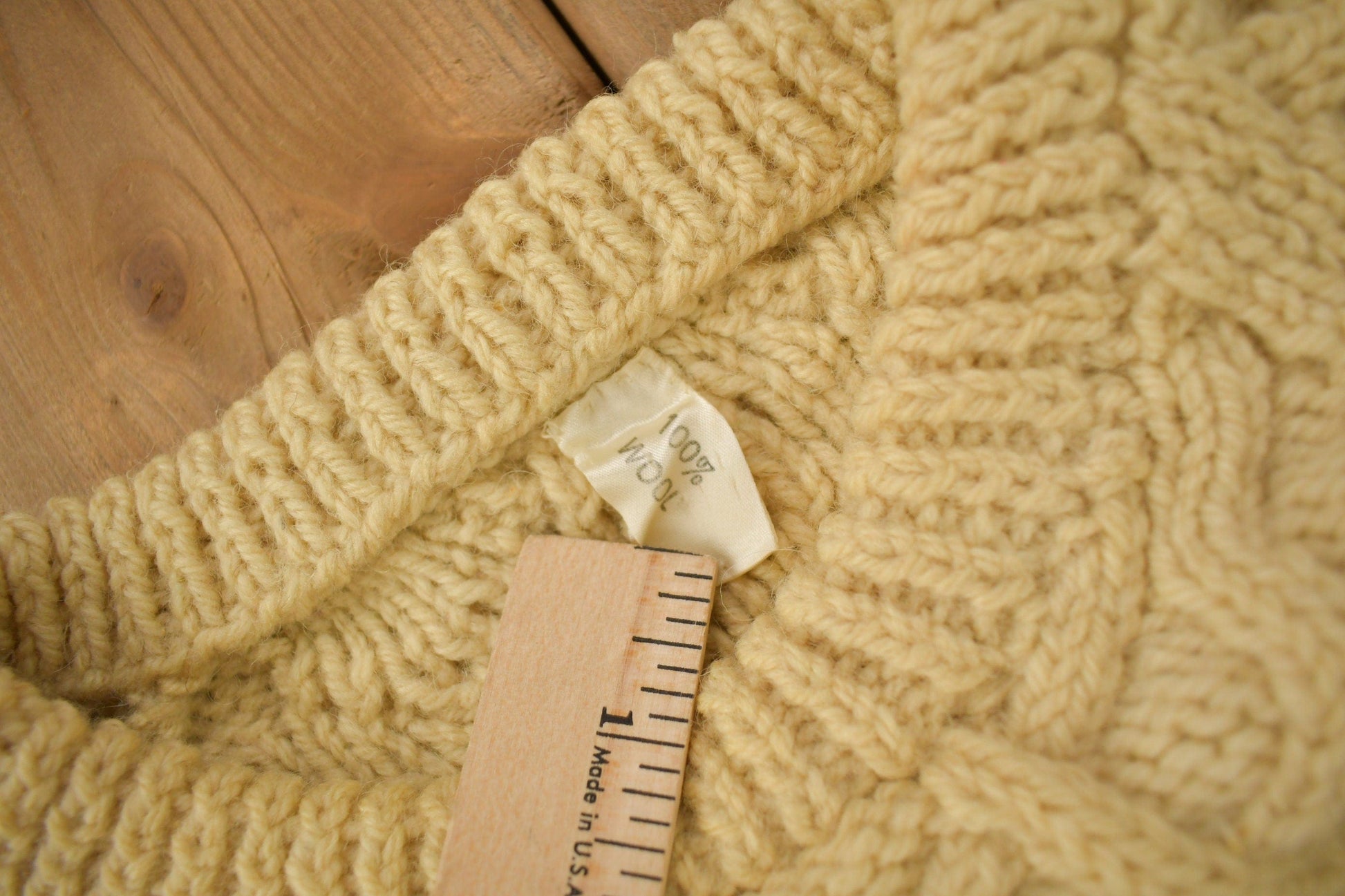 Vintage 1980s 100% Wool Cable Knit Crewneck Sweater from propervintagecanada
