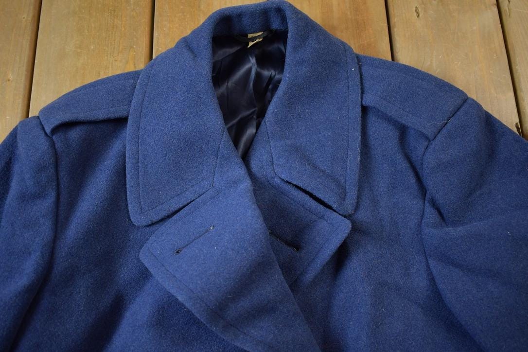 Vintage 1980s 100% Wool Double Breasted Military Overcoat Men's Medium from propervintagecanada