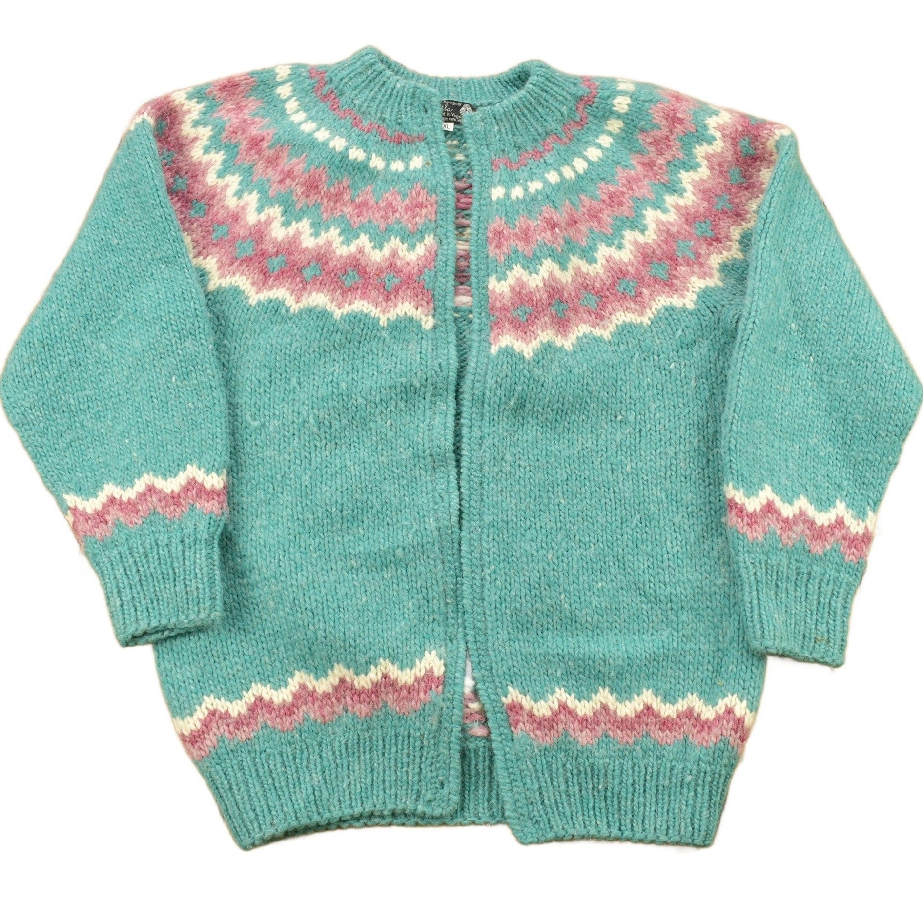 Vintage 1980s 100% Wool Hand Knit Women's Sweater Men's Large from propervintagecanada