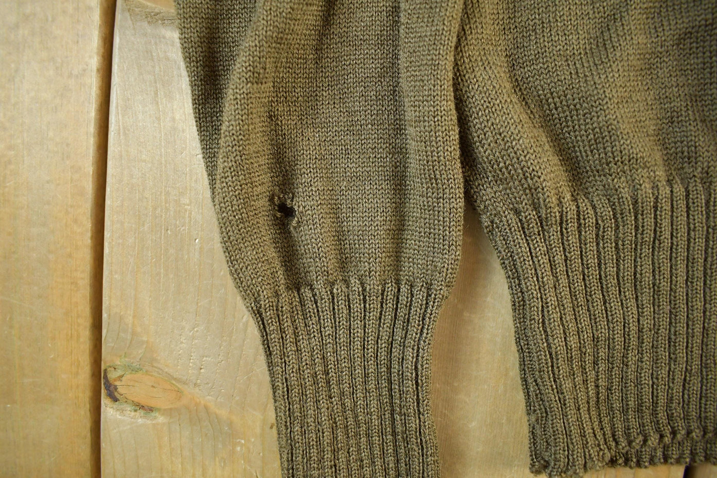 Vintage 1980s 1990s Military Olive Henley Knit Sweater Men's Medium from propervintagecanada