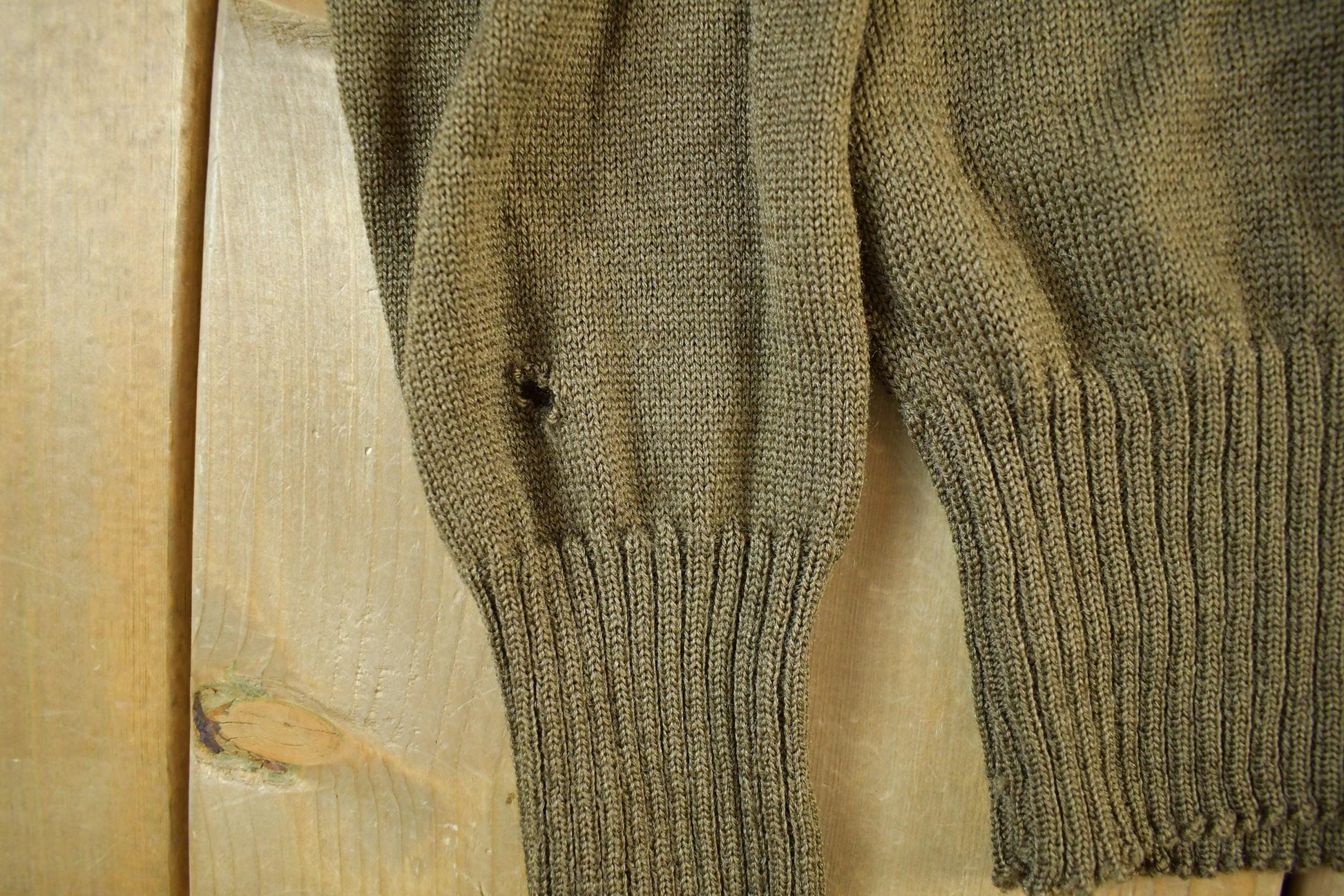 Vintage 1980s 1990s Military Olive Henley Knit Sweater Men's Medium from propervintagecanada