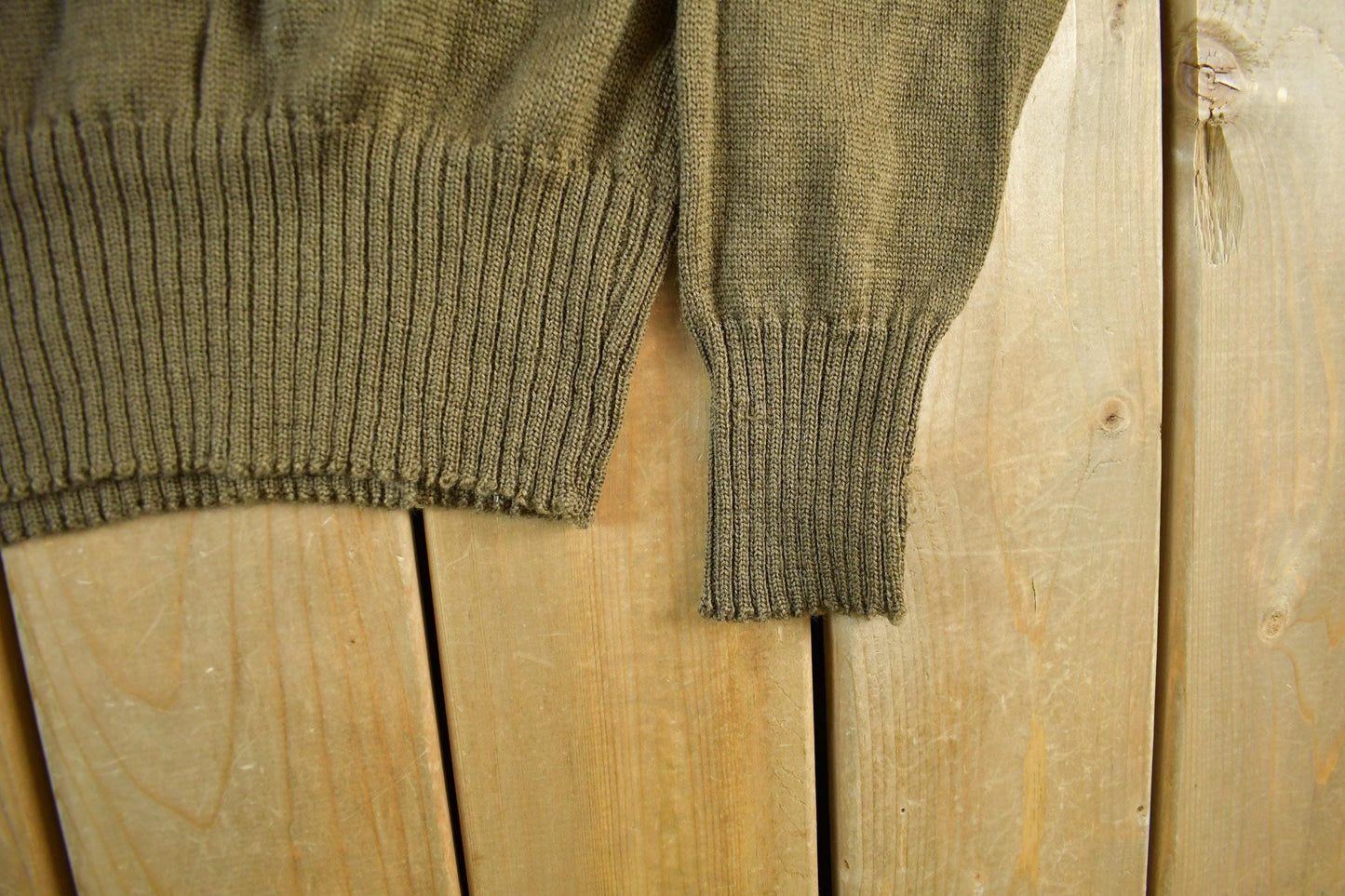 Vintage 1980s 1990s Military Olive Henley Knit Sweater Men's Medium from propervintagecanada