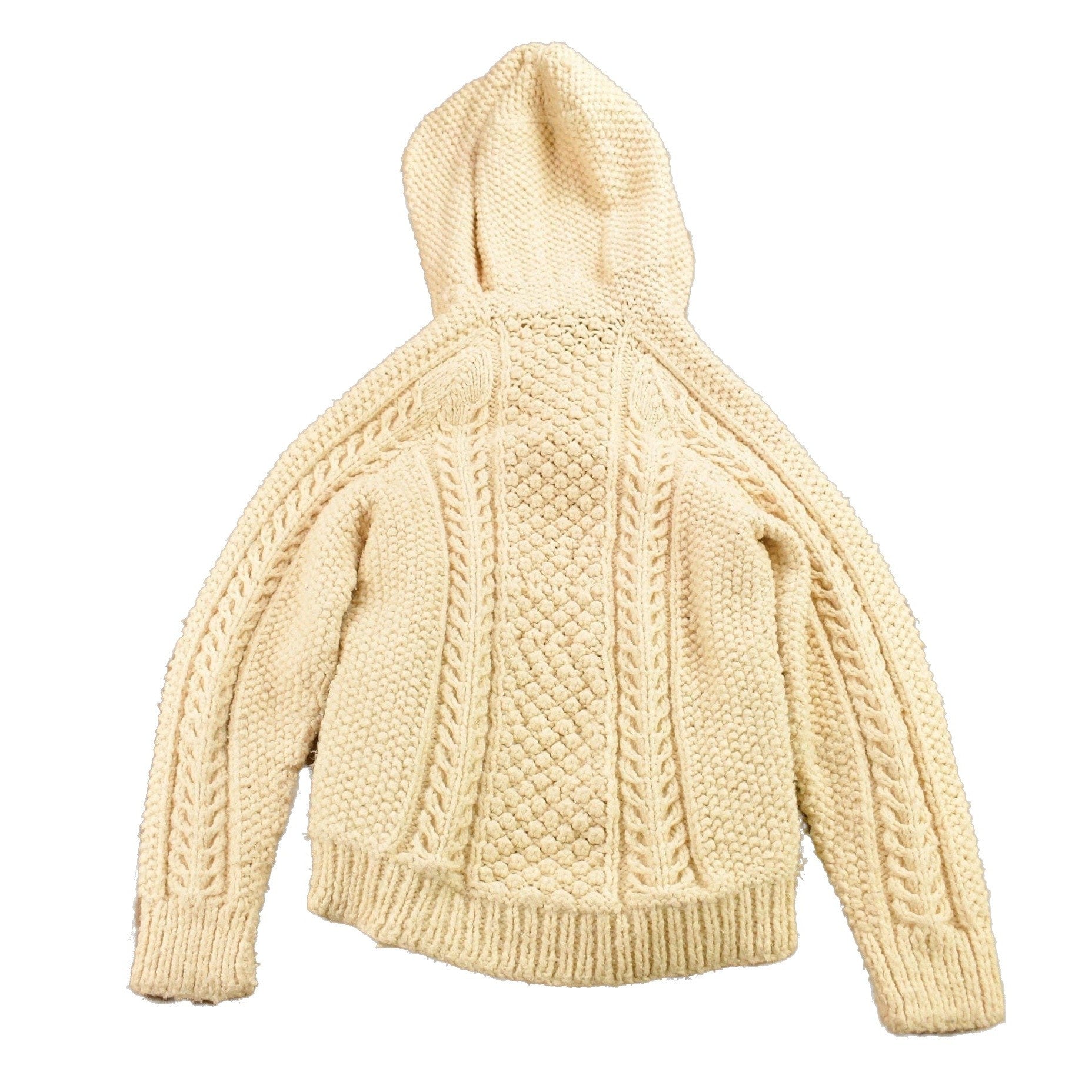 Vintage 1980s 3D Cable Knit Hoodie Men's Small from propervintagecanada