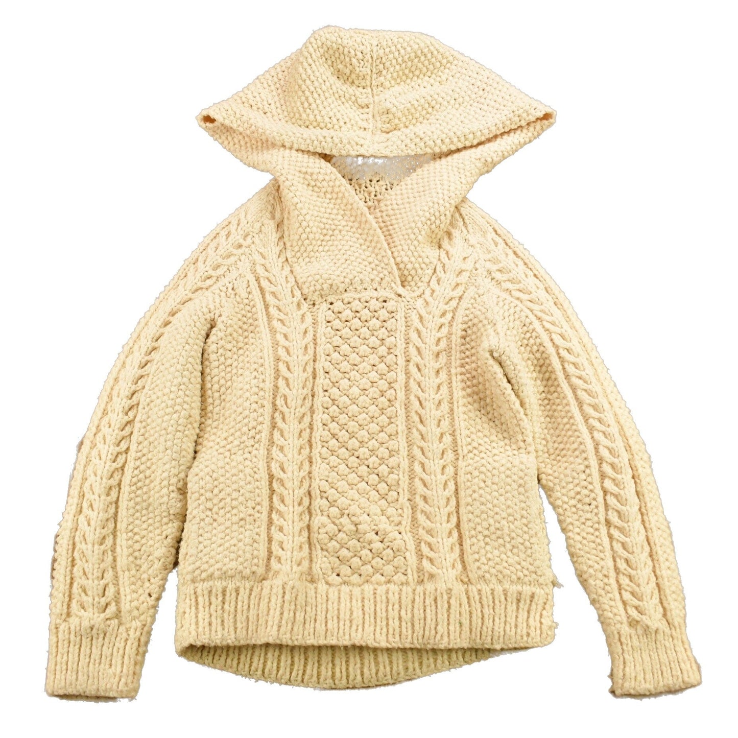 Vintage 1980s 3D Cable Knit Hoodie Men's Small from propervintagecanada