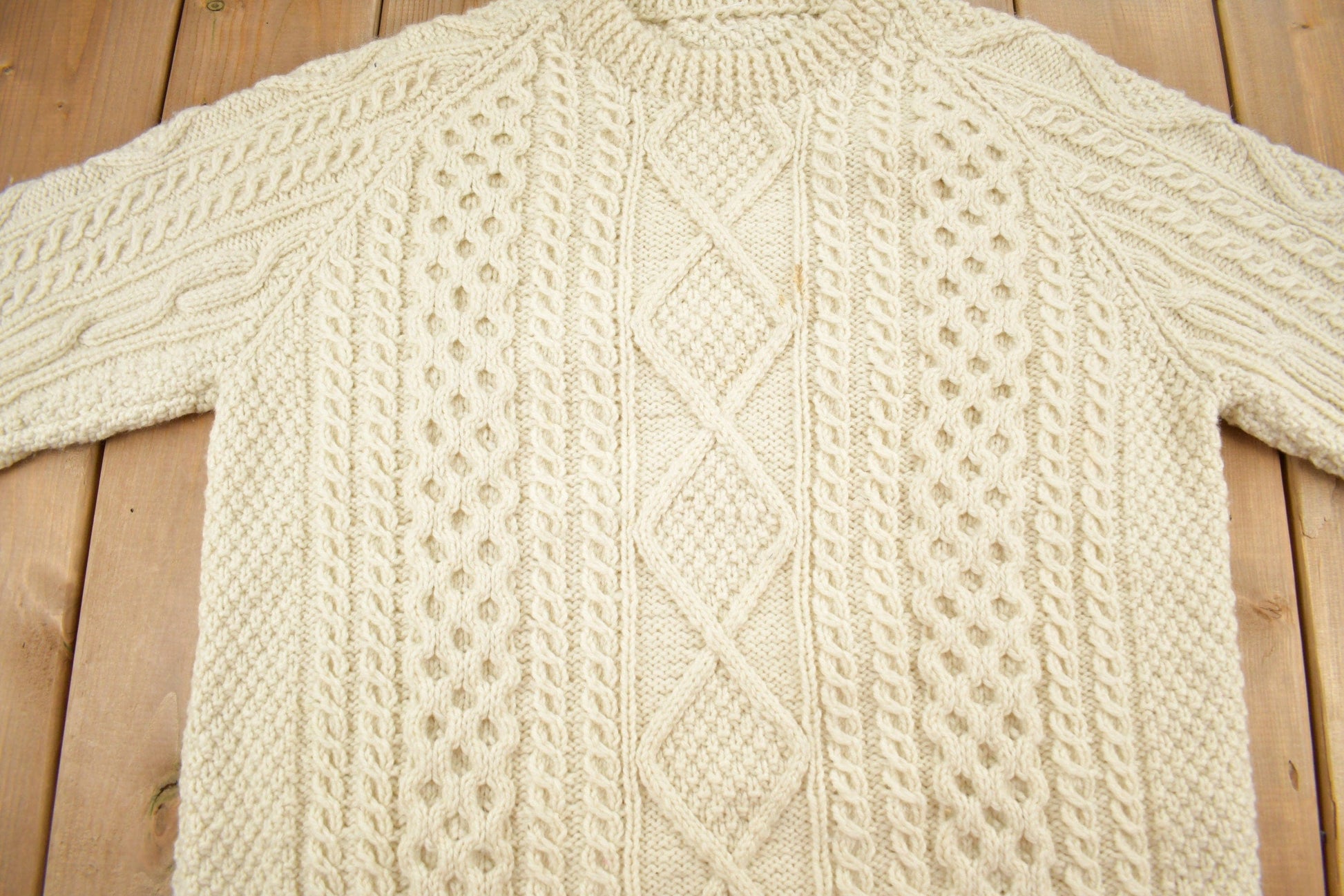 Vintage 1980s 3D Cable Knit Sweater Men's Large from propervintagecanada