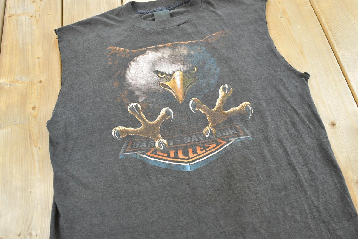 Vintage 1980s 3D Emblem Harley-Davidson Bald Eagle Biker Tank Top Mens XL from propervintagecanada