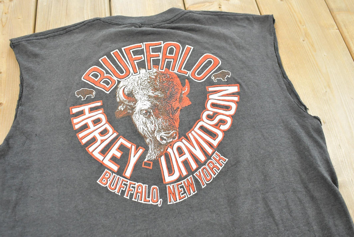 Vintage 1980s 3D Emblem Harley-Davidson Bald Eagle Biker Tank Top Mens XL from propervintagecanada