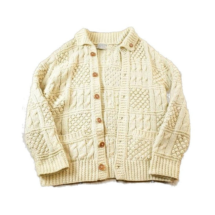 Vintage 1980s 3D Knit Cardigan Sweater Men's L from propervintagecanada