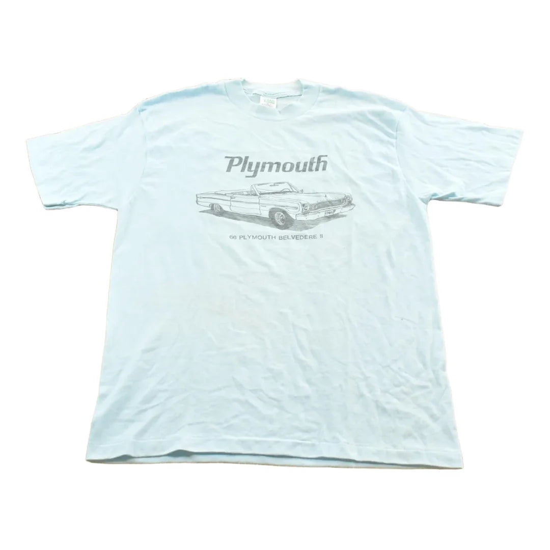 Vintage 1980s 66 Plymouth Belvedere Single Stitch Car T-Shirt Mens S from propervintagecanada