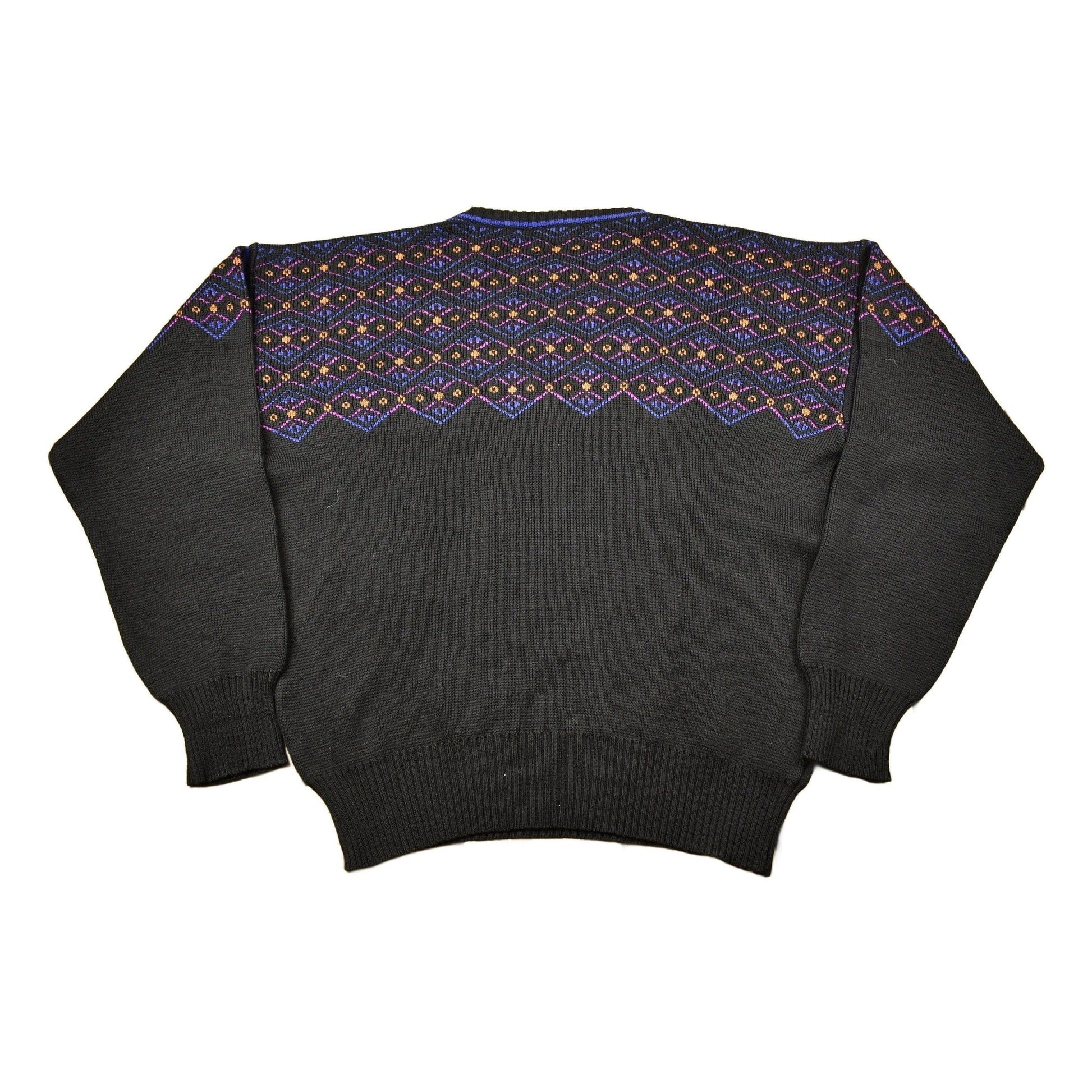 Vintage 1980s Abstract Pattern Meister Knitted Crewneck Sweater Men's Large from propervintagecanada