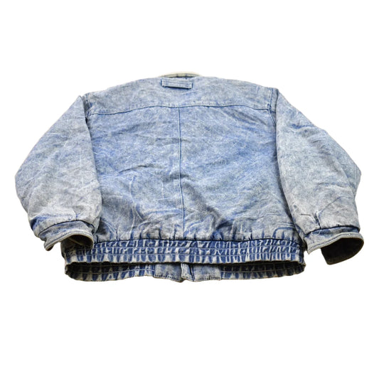 Vintage 1980s Acid Wash Aviator Denim Jean Jacket from propervintagecanada