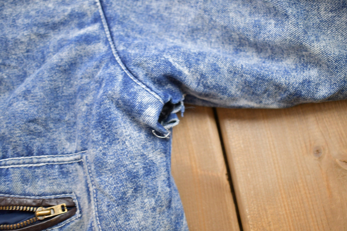 Vintage 1980s Acid Wash Aviator Denim Jean Jacket from propervintagecanada