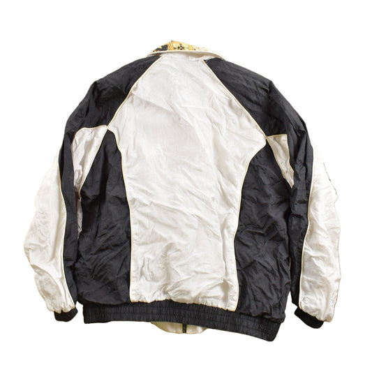 Vintage 1980s Active Frontier Abstract Golden Floral Pattern Windbreaker Jacket All Over Print Men's Medium from propervintagecanada