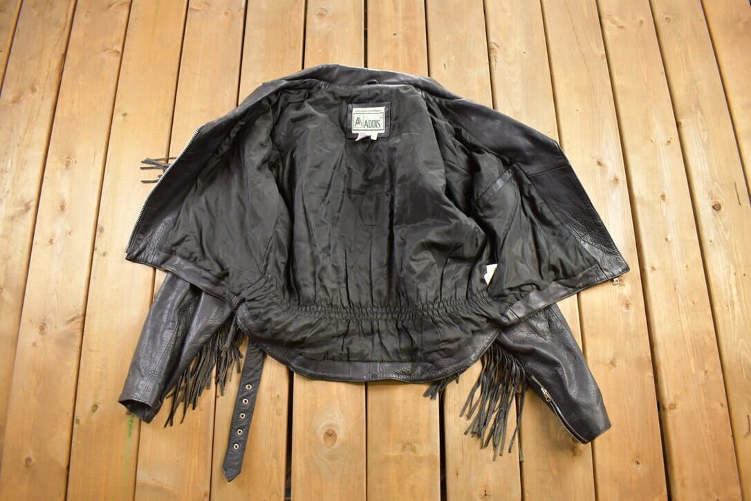 Vintage 1980s Addis Genuine Leather Biker Jacket Men's Medium from propervintagecanada