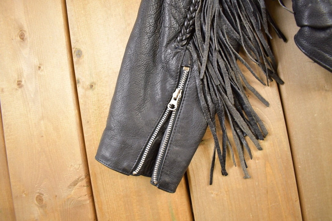 Vintage 1980s Addis Genuine Leather Biker Jacket Men's Medium from propervintagecanada