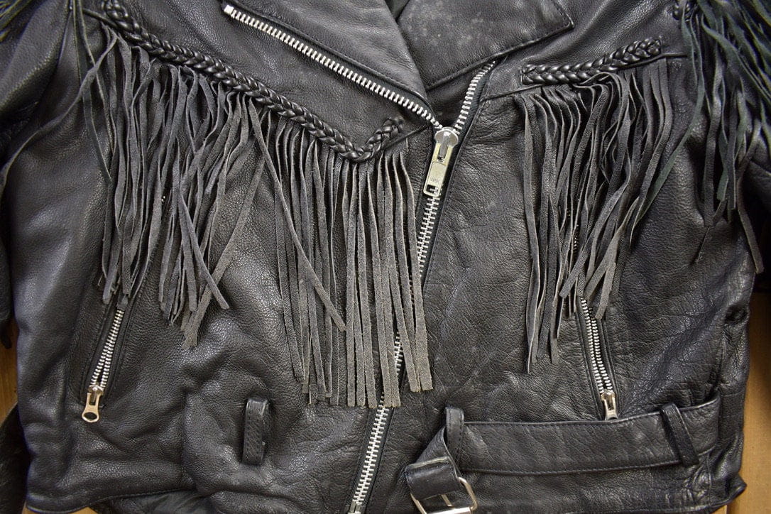 Vintage 1980s Addis Genuine Leather Biker Jacket Men's Medium from propervintagecanada