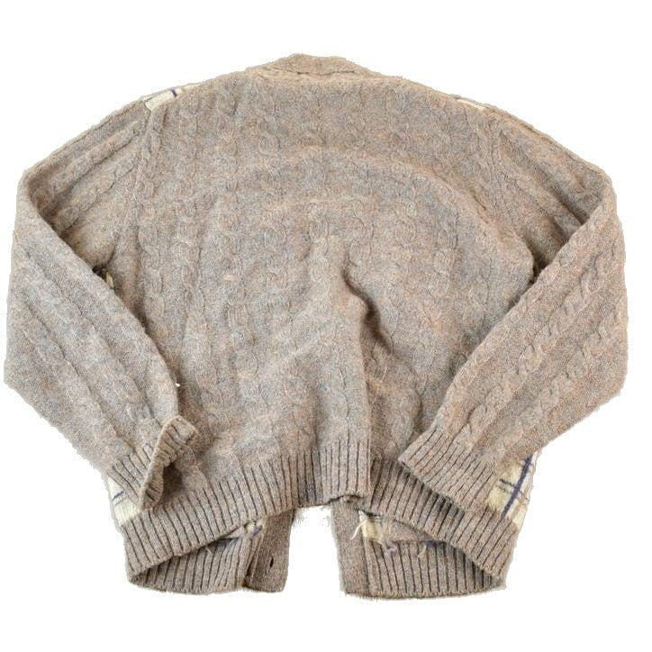 Vintage 1980s Alan Flusser 100% Wool Plaid Knit Perfect Mild Distress Cardigan Sweater Made In USA from propervintagecanada