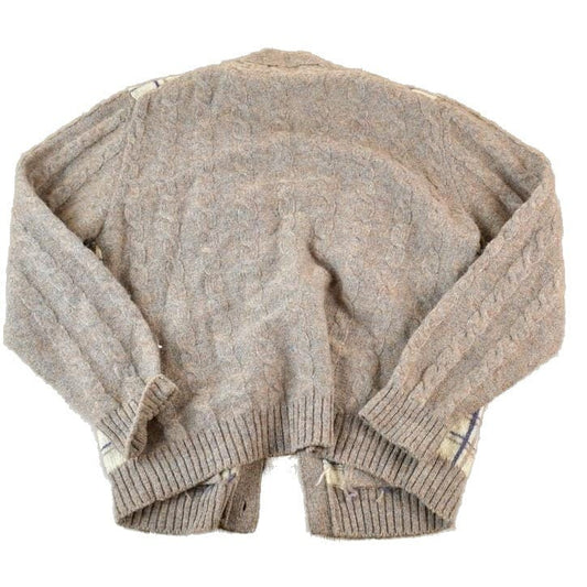 Vintage 1980s Alan Flusser 100% Wool Plaid Knit Perfect Mild Distress Cardigan Sweater Made In USA from propervintagecanada