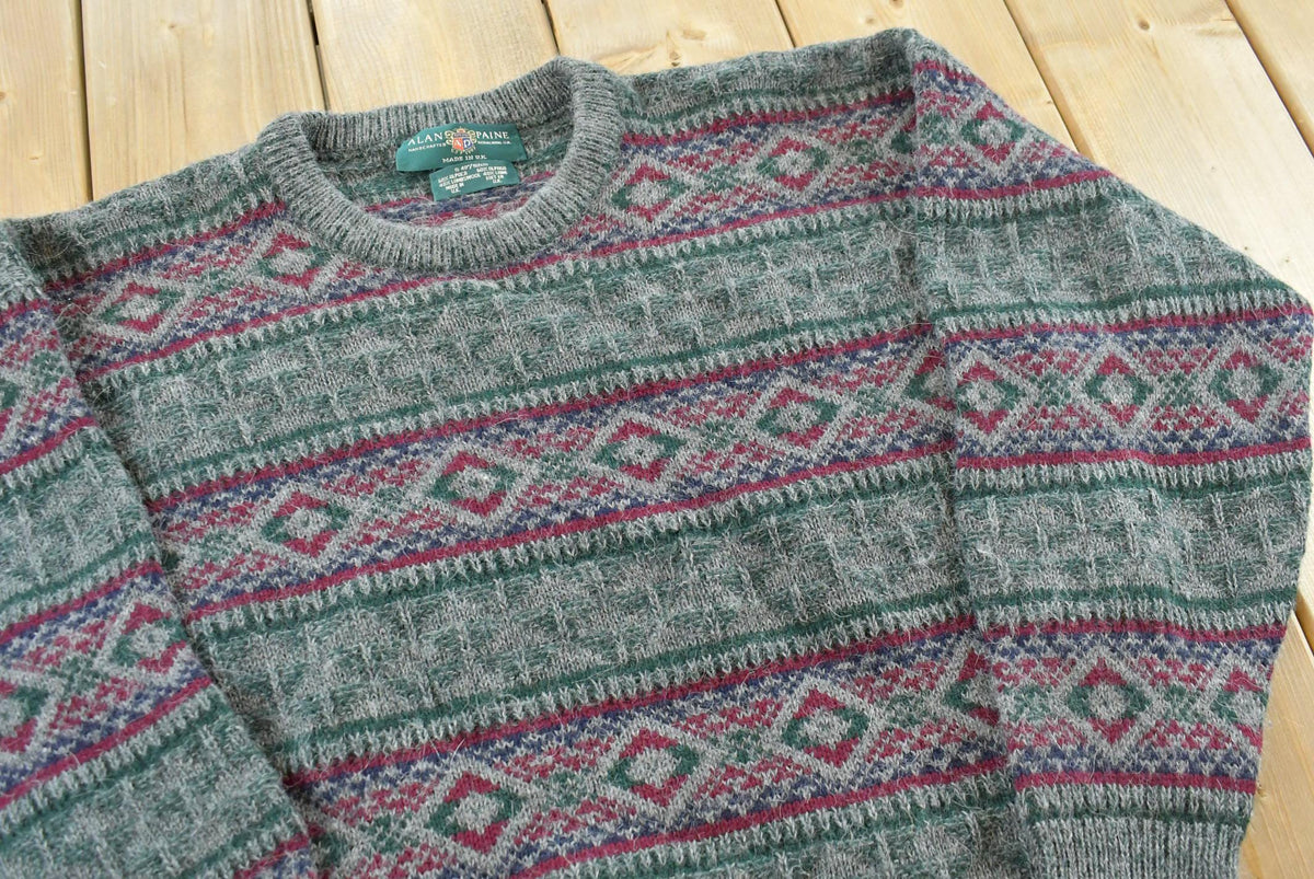 Vintage 1980s Alan Paine Knit Alpaca Lambswool Crewneck Sweatshirt Mens M from propervintagecanada