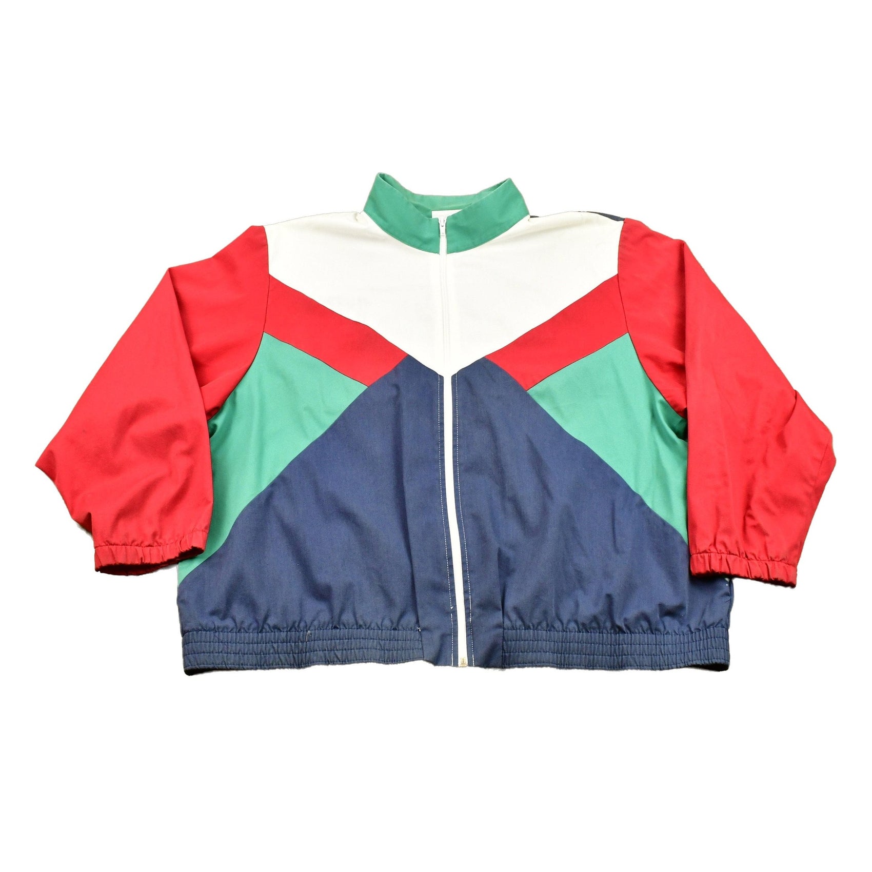 Vintage 1980s Alfred Dunner Color Block Full Zip Windbreaker Women's XL from propervintagecanada
