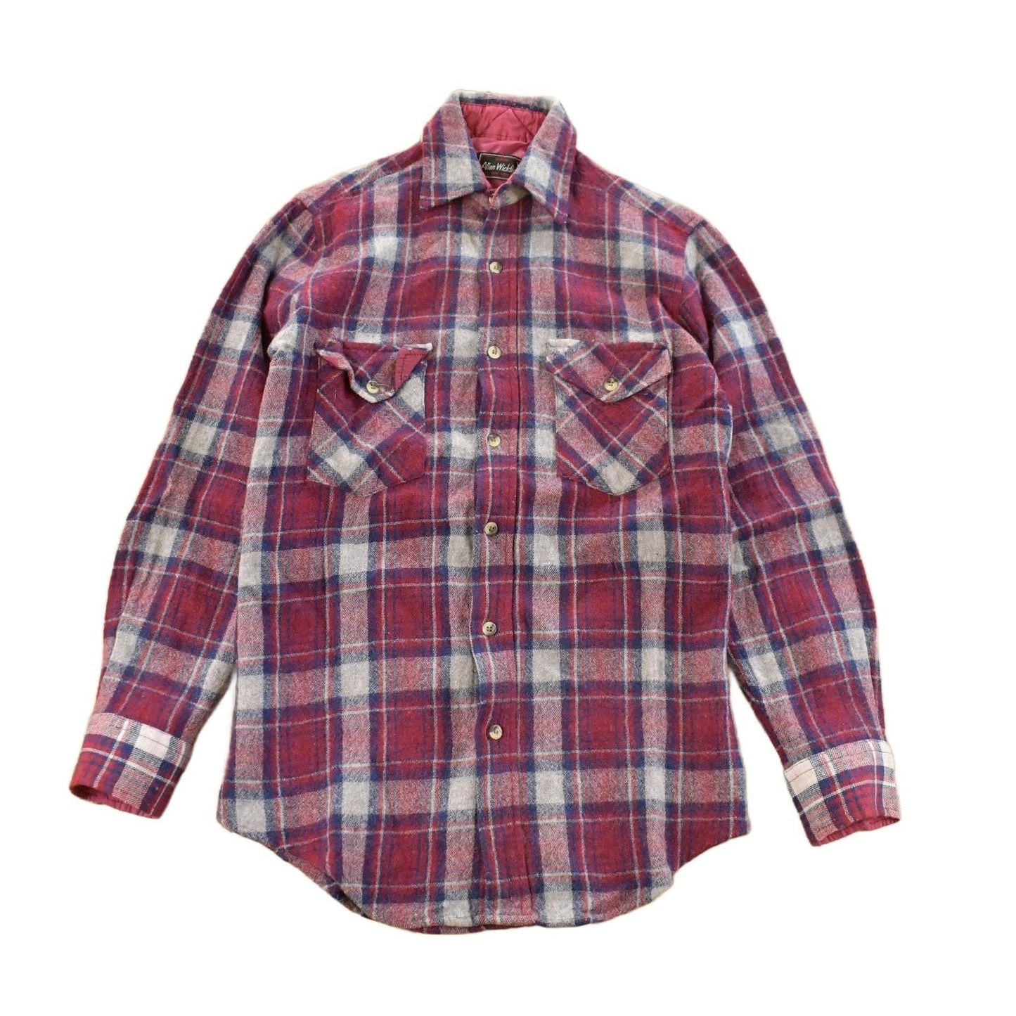 Vintage 1980s Allen Wickfield Plaid Wool Flannel Button Up Shirt Men's Small from propervintagecanada