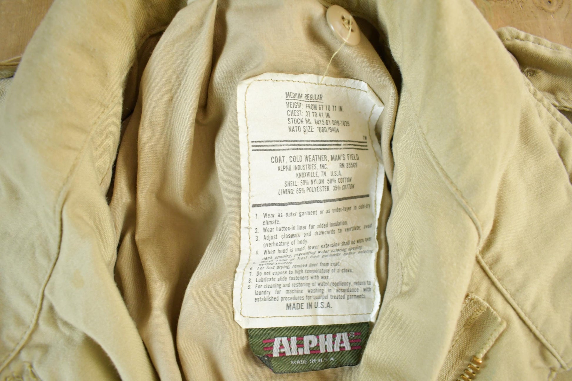 Vintage 1980s Alpha Industries Military Army Cold Weather Field Jacket from propervintagecanada