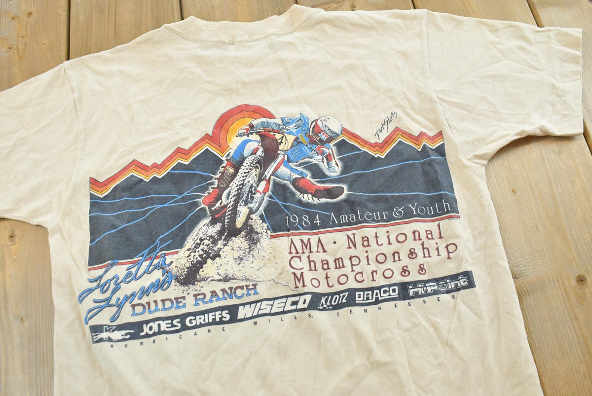 Vintage 1980s AMA Dude Ranch Amateur National Championship Motocross T-Shirt Mens S from propervintagecanada