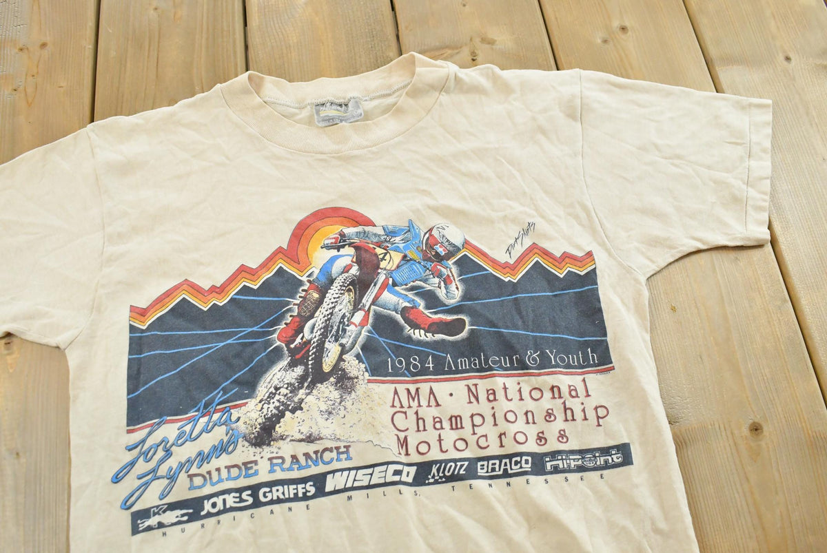 Vintage 1980s AMA Dude Ranch Amateur National Championship Motocross T-Shirt Mens S from propervintagecanada