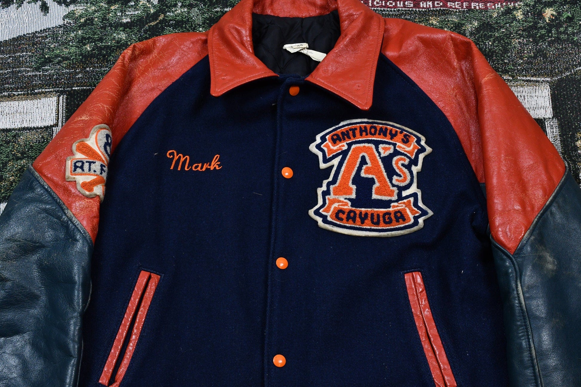 Vintage 1980s Anthony's Cayuga Leather Varsity Baseball Jacket Men's M from propervintagecanada