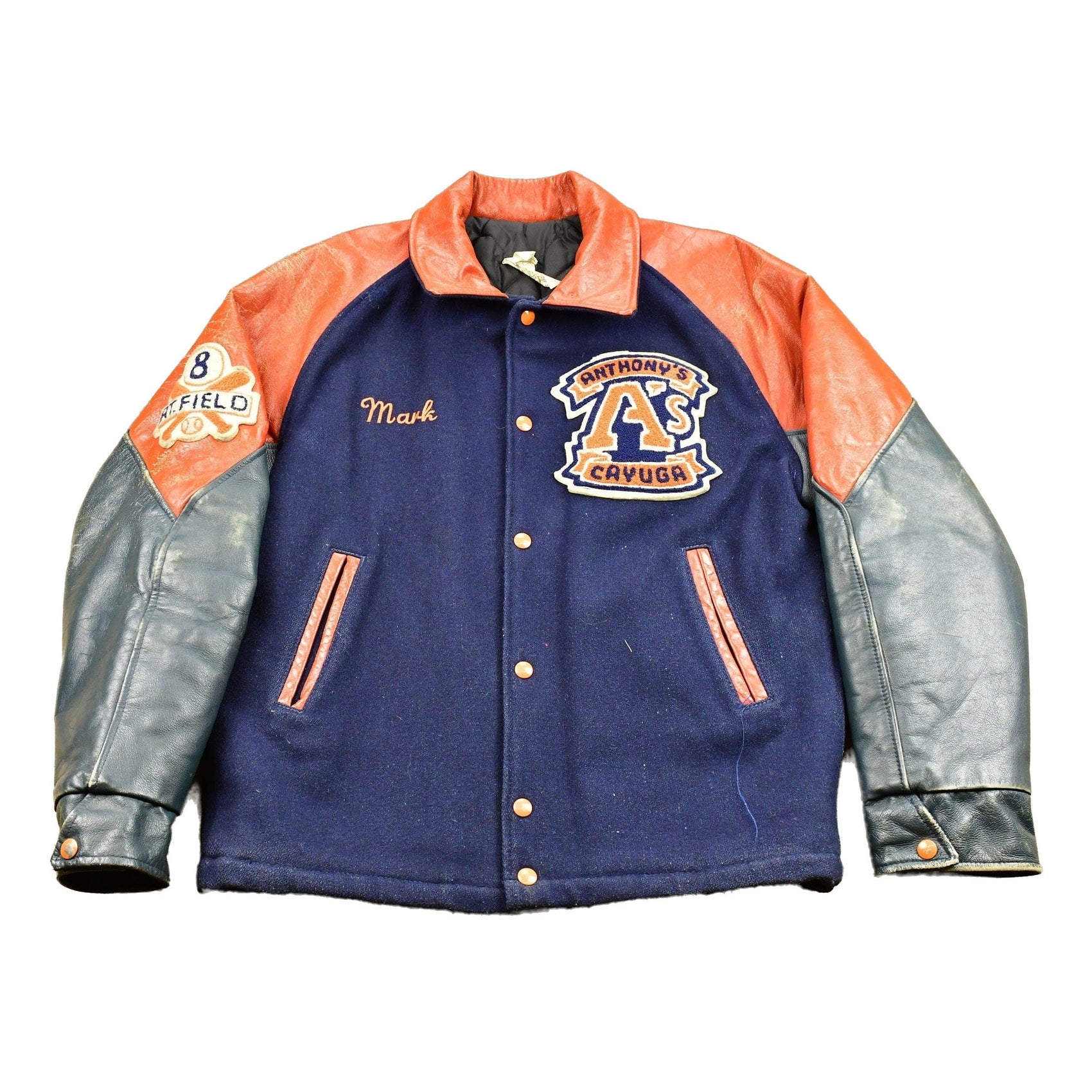 Vintage 1980s Anthony's Cayuga Leather Varsity Baseball Jacket Men's M from propervintagecanada